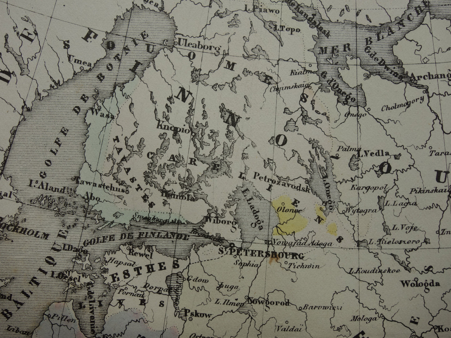 Oude etnografische kaart van Rusland 1858 Antieke landkaart Europees deel Russische Rijk