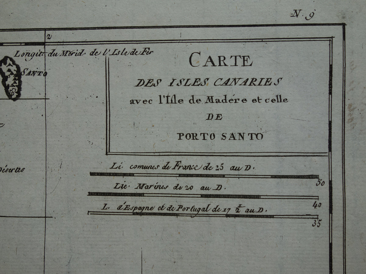 Canarische Eilanden oude kaart Originele antieke landkaart Madeira Porto Santo vintage print