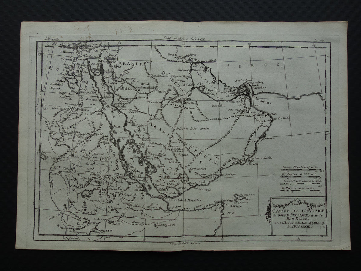 Saoedi-Arabië antieke kaart van Saudi-Arabie Rode Zee en Perziche Golf uit 1780 originele oude landkaart