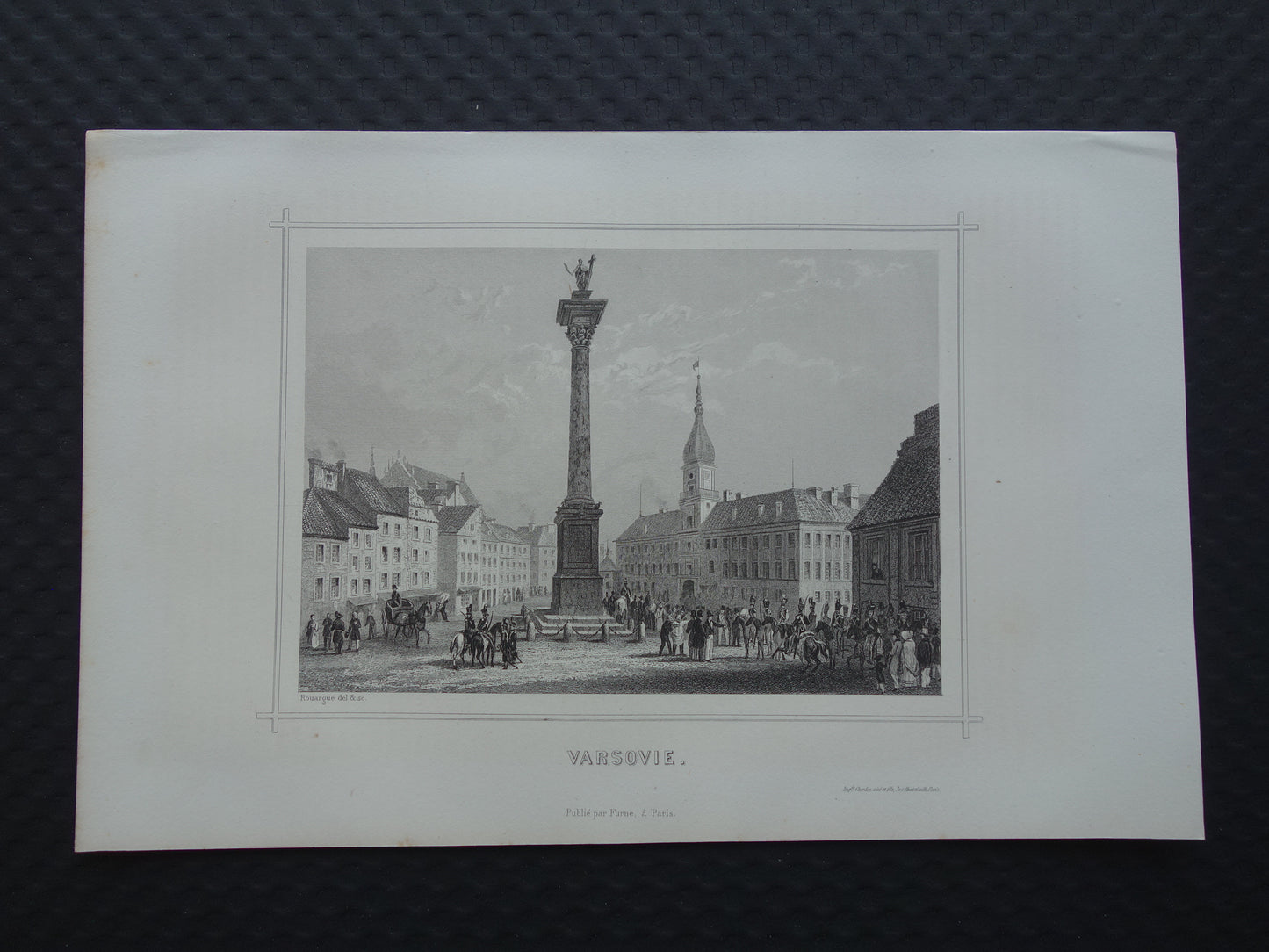 Stadsgezicht van Warschau uit 1852 antieke print Warschau Polen