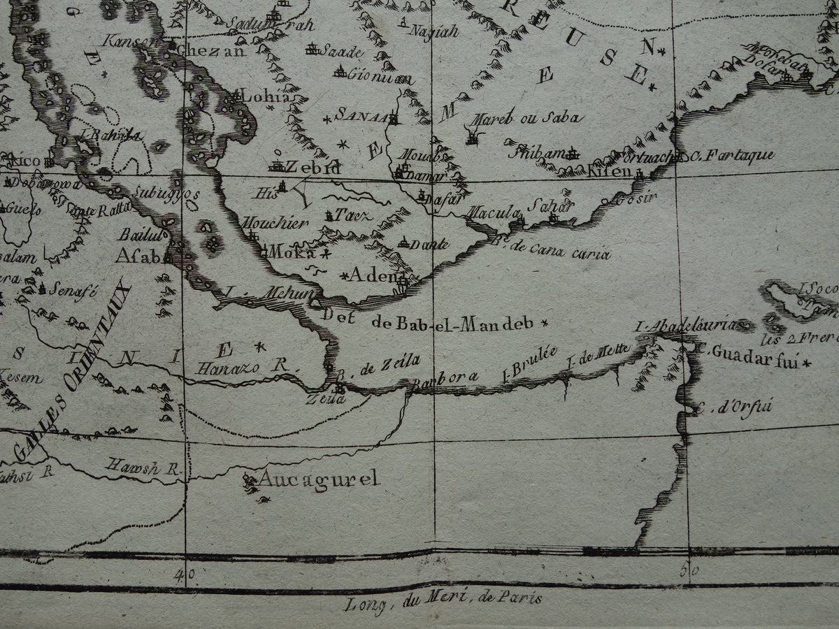 Saudi Arabia antique map of Saudi Arabia Red Sea and Persian Gulf from 1780 original old map