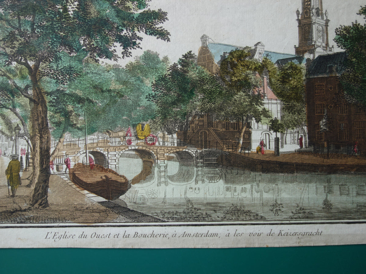 Western Tower Keizersgracht old print Original antique engraving optical print Westerkerk Amsterdam