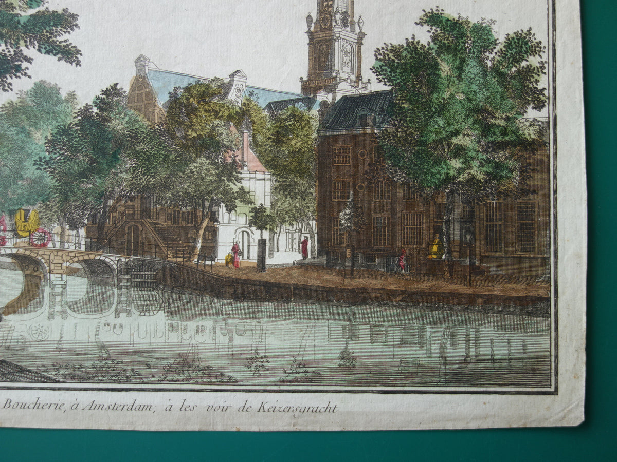 Western Tower Keizersgracht old print Original antique engraving optical print Westerkerk Amsterdam