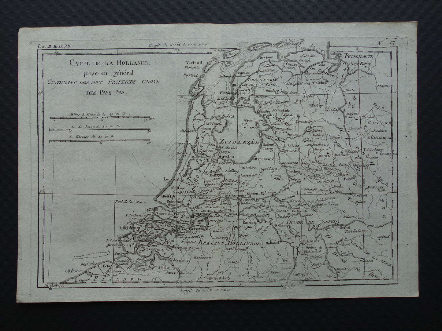 245+ jaar Oude kaart van Nederland Originele Antieke landkaart uit het jaar 1780 - Raynal Bonne