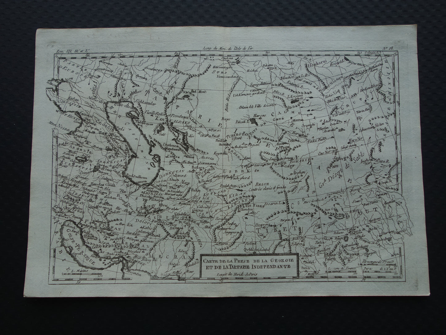 Centraal-Azië oude kaart Perzië Kaspische Zee Tibet Originele antieke landkaart Turkmenistan Tadzjikistan vintage print