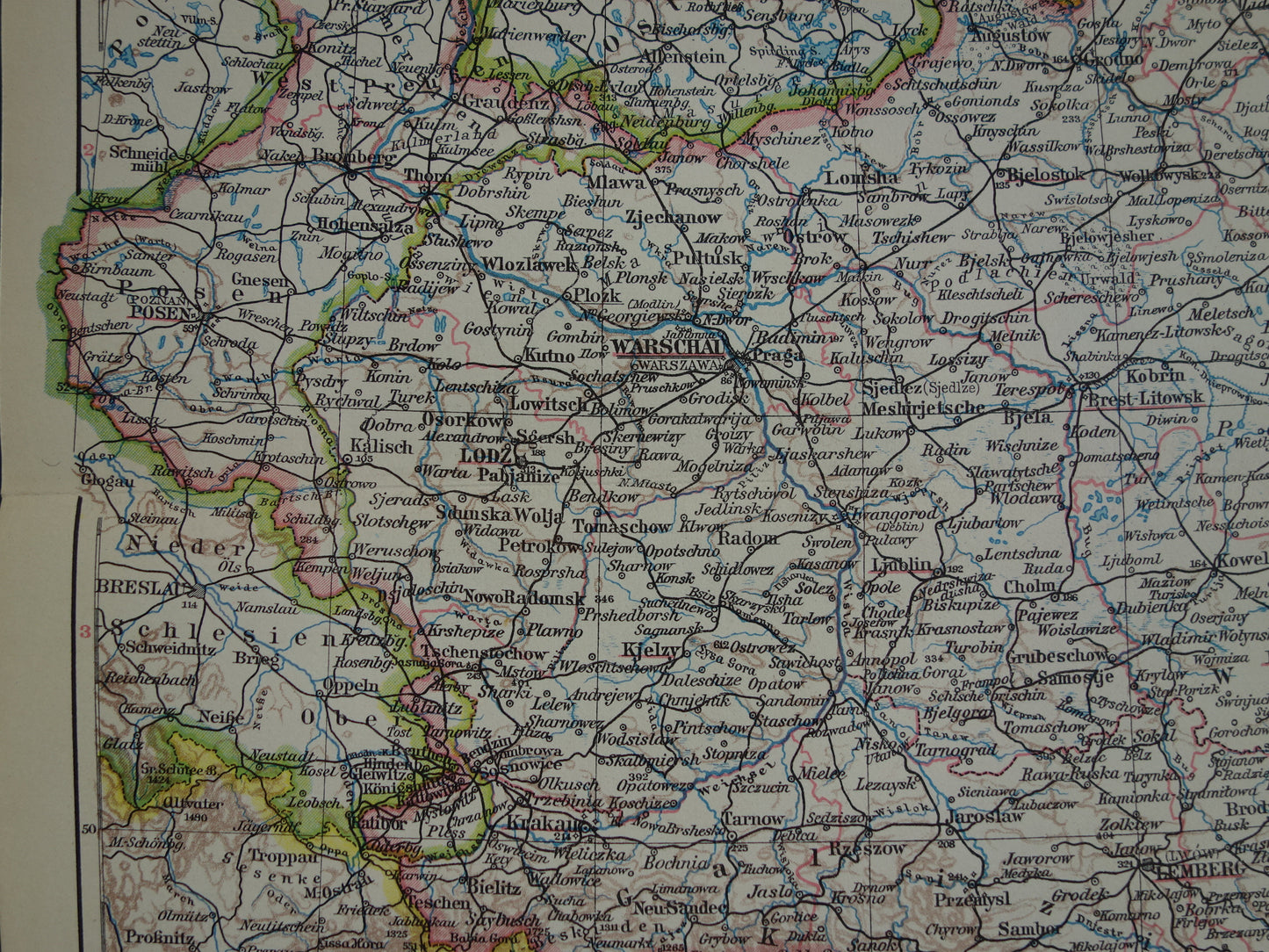 POLEN oude landkaart van Polen uit het jaar 1928 origineel vintage kaart print Polen