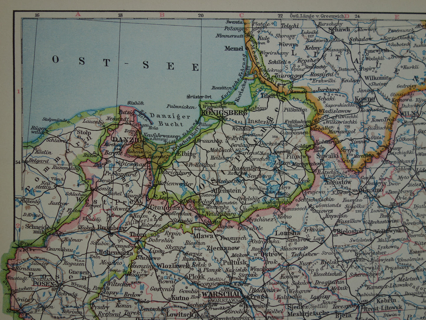 POLEN oude landkaart van Polen uit het jaar 1928 origineel vintage kaart print Polen