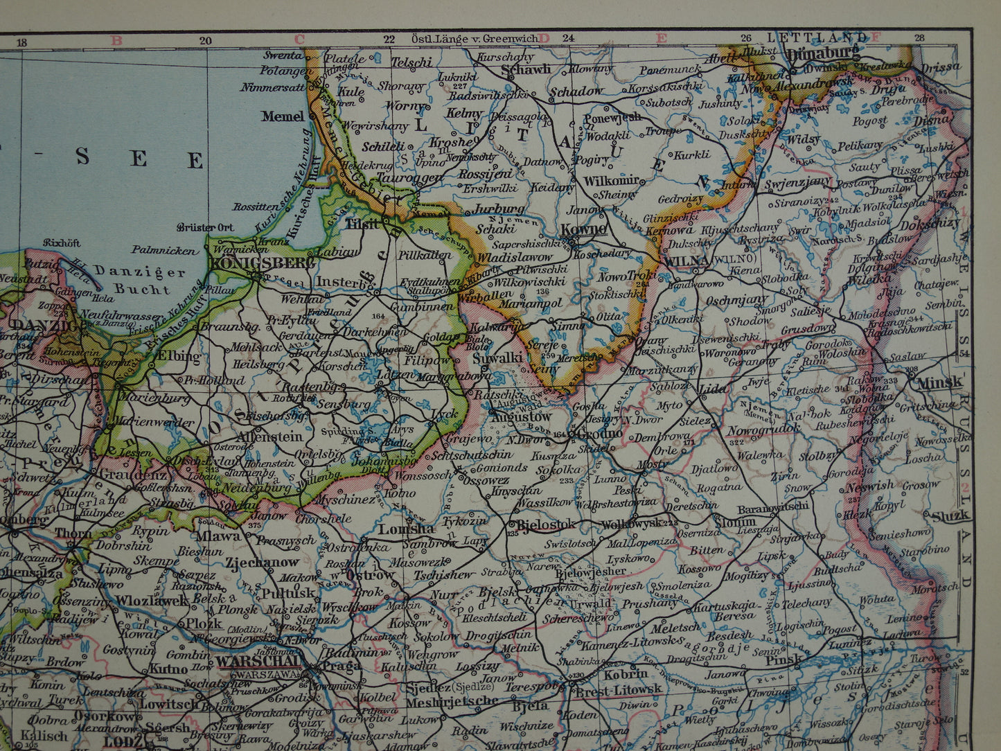 POLEN oude landkaart van Polen uit het jaar 1928 origineel vintage kaart print Polen