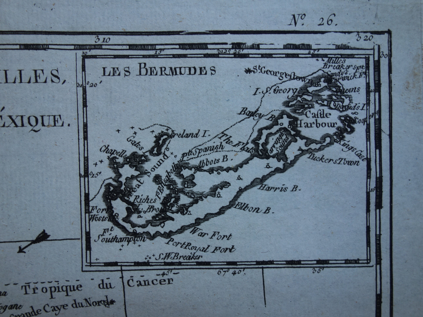 ANTILLEN Oude landkaart van het Caribisch gebied West-Indië Midden-Amerika Originele vintage Franse Bonne kaart Golf van Mexico