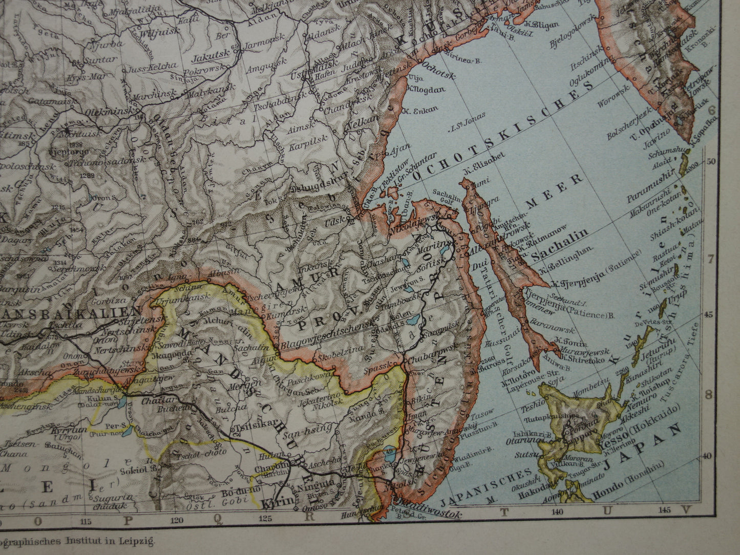 SIBERIE oude kaart van Siberië antieke landkaart uit 1905 Aziatisch Rusland Duitse vintage kaarten