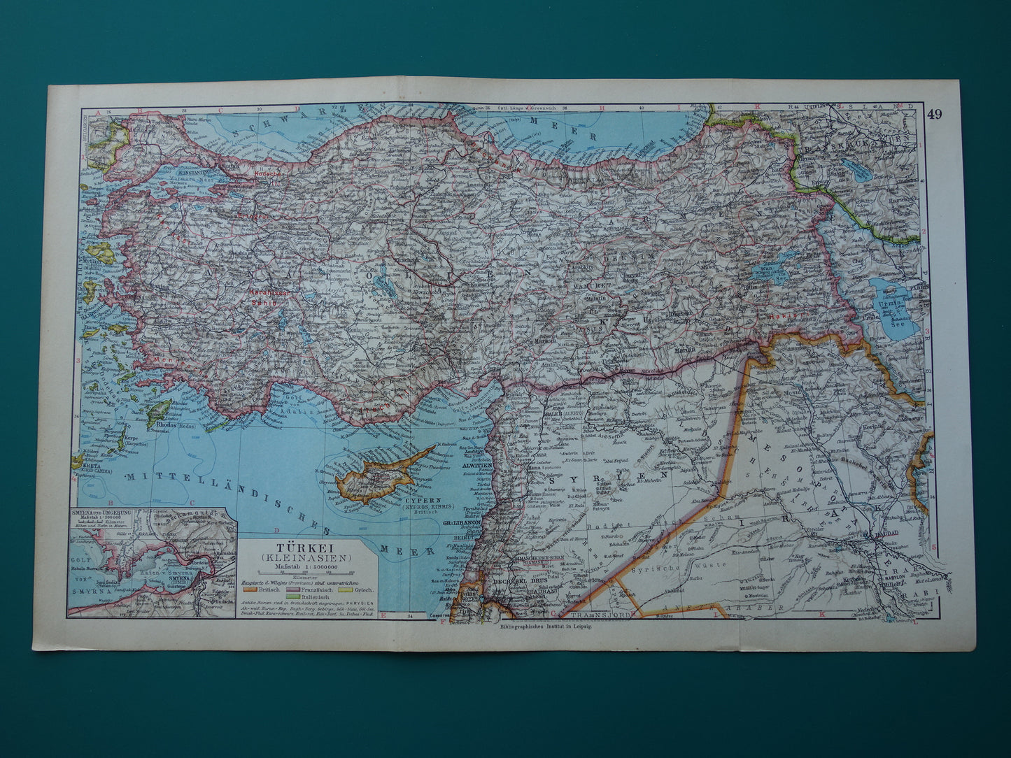 Turkije oude kaart van Turkije uit 1928 originele Duitse vintage landkaart