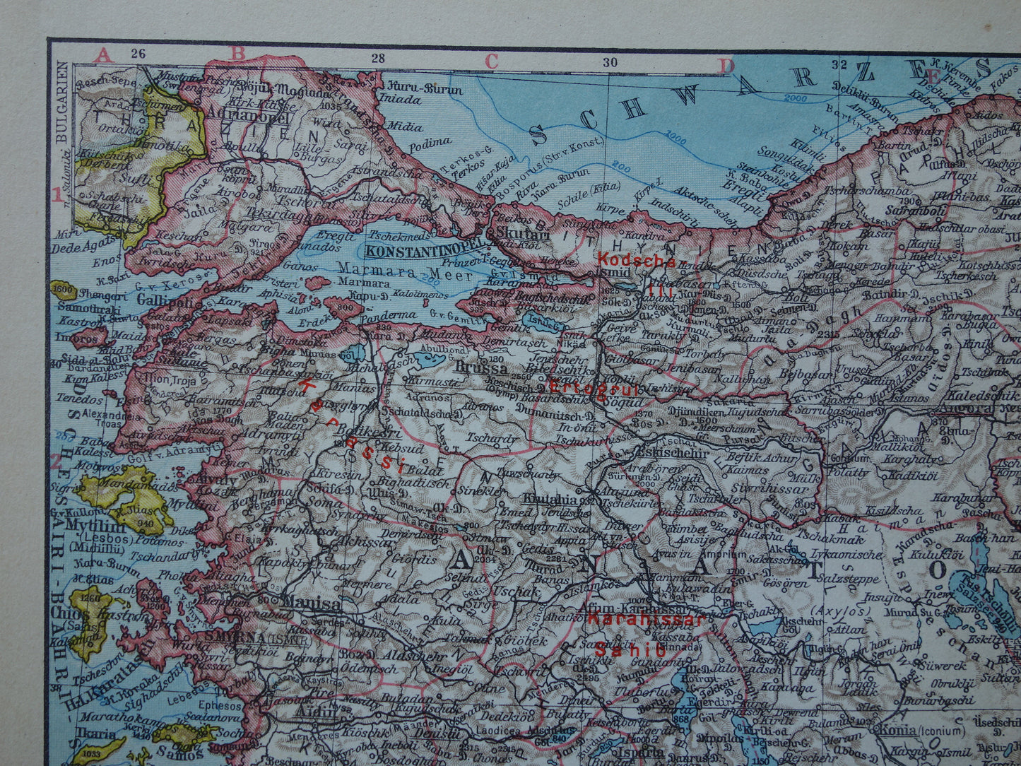 Turkije oude kaart van Turkije uit 1928 originele Duitse vintage landkaart