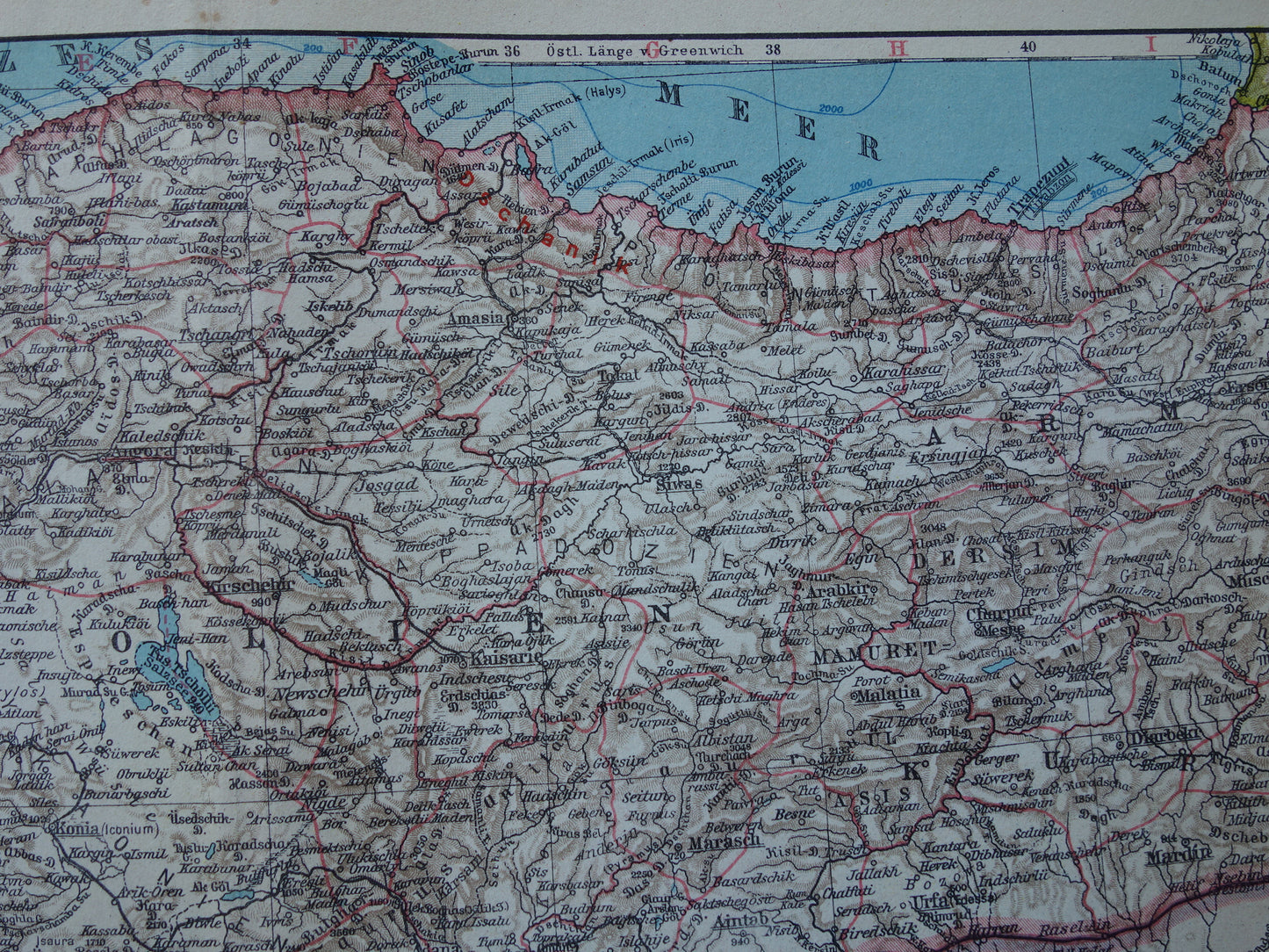 Turkije oude kaart van Turkije uit 1928 originele Duitse vintage landkaart