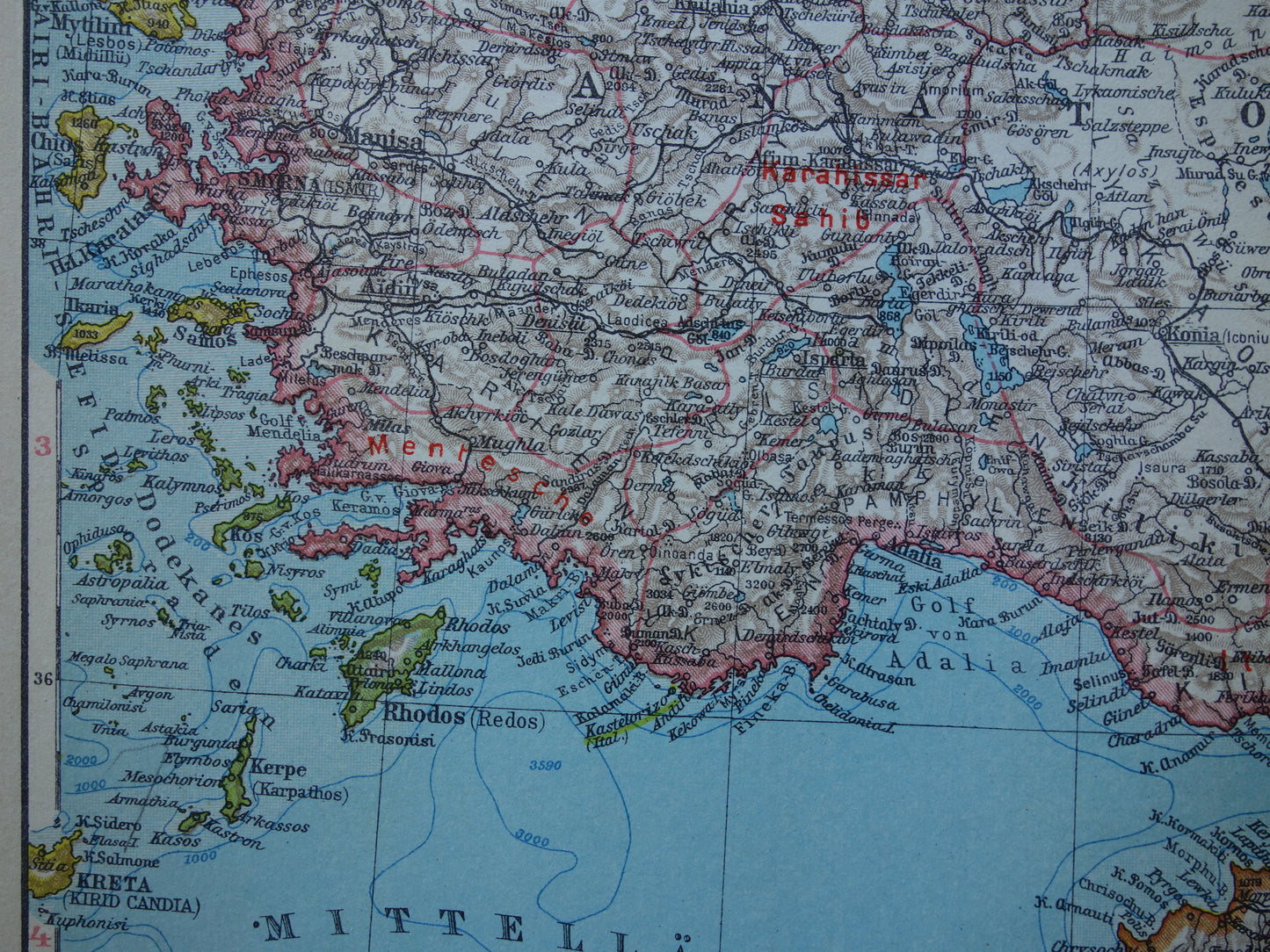 Turkije oude kaart van Turkije uit 1928 originele Duitse vintage landkaart