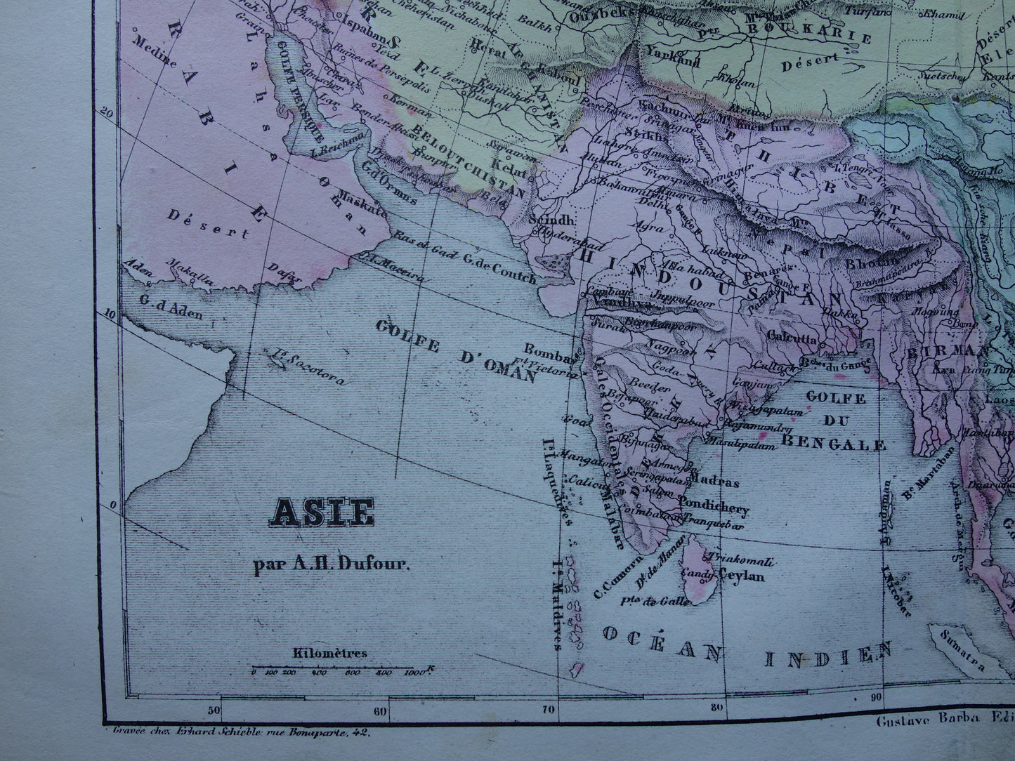 AZIË oude kaart van Azië uit 1858 set van 2 originele antieke Franse landkaarten China India Indonesië vintage kaarten