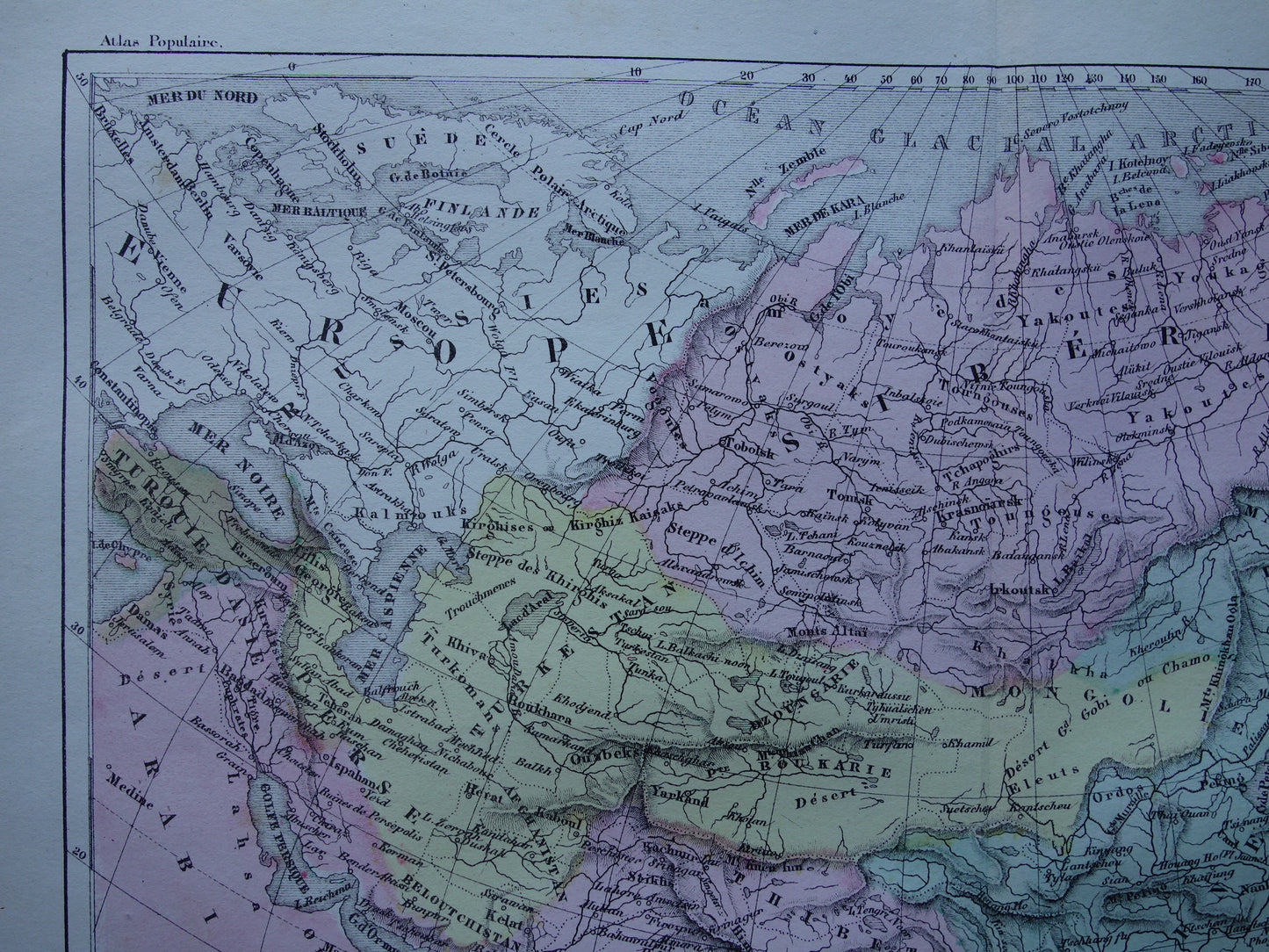 AZIË oude kaart van Azië uit 1858 set van 2 originele antieke Franse landkaarten China India Indonesië vintage kaarten