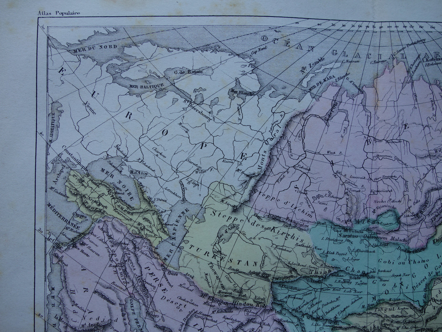 AZIË oude kaart van Azië uit 1858 set van 2 originele antieke Franse landkaarten China India Indonesië vintage kaarten