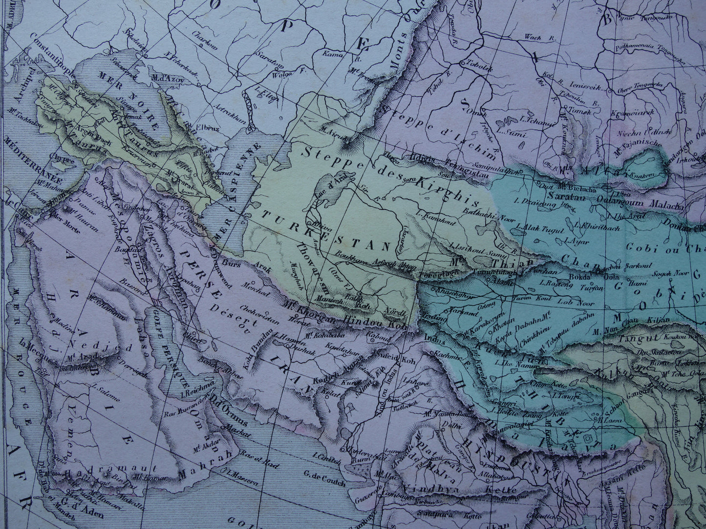 AZIË oude kaart van Azië uit 1858 set van 2 originele antieke Franse landkaarten China India Indonesië vintage kaarten