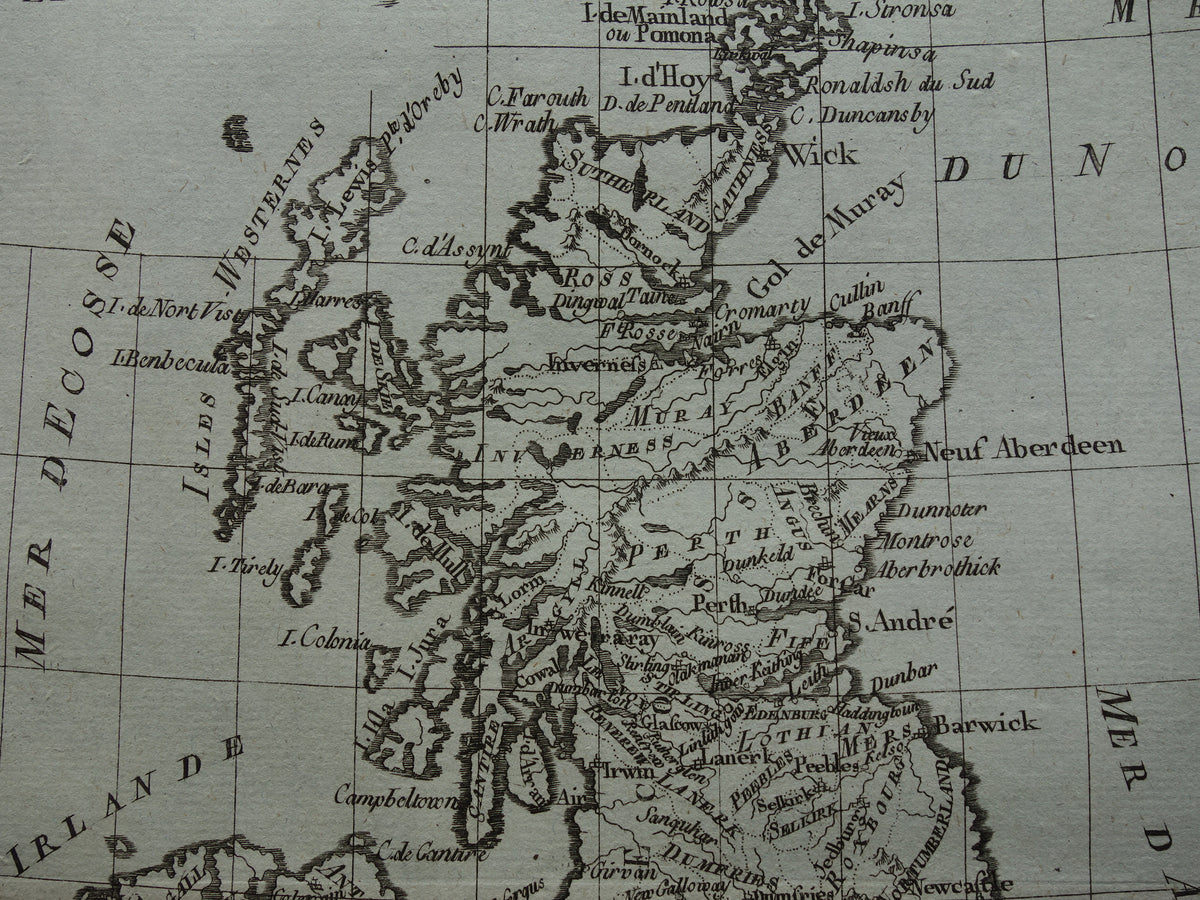 Britse Eilanden antieke kaart van Engeland Ierland Schotland uit 1780 originele oude landkaart vintage print