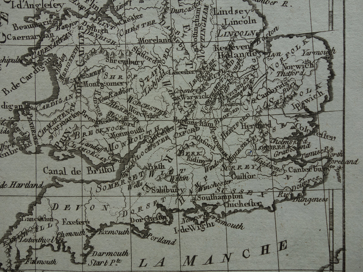 Britse Eilanden antieke kaart van Engeland Ierland Schotland uit 1780 originele oude landkaart vintage print