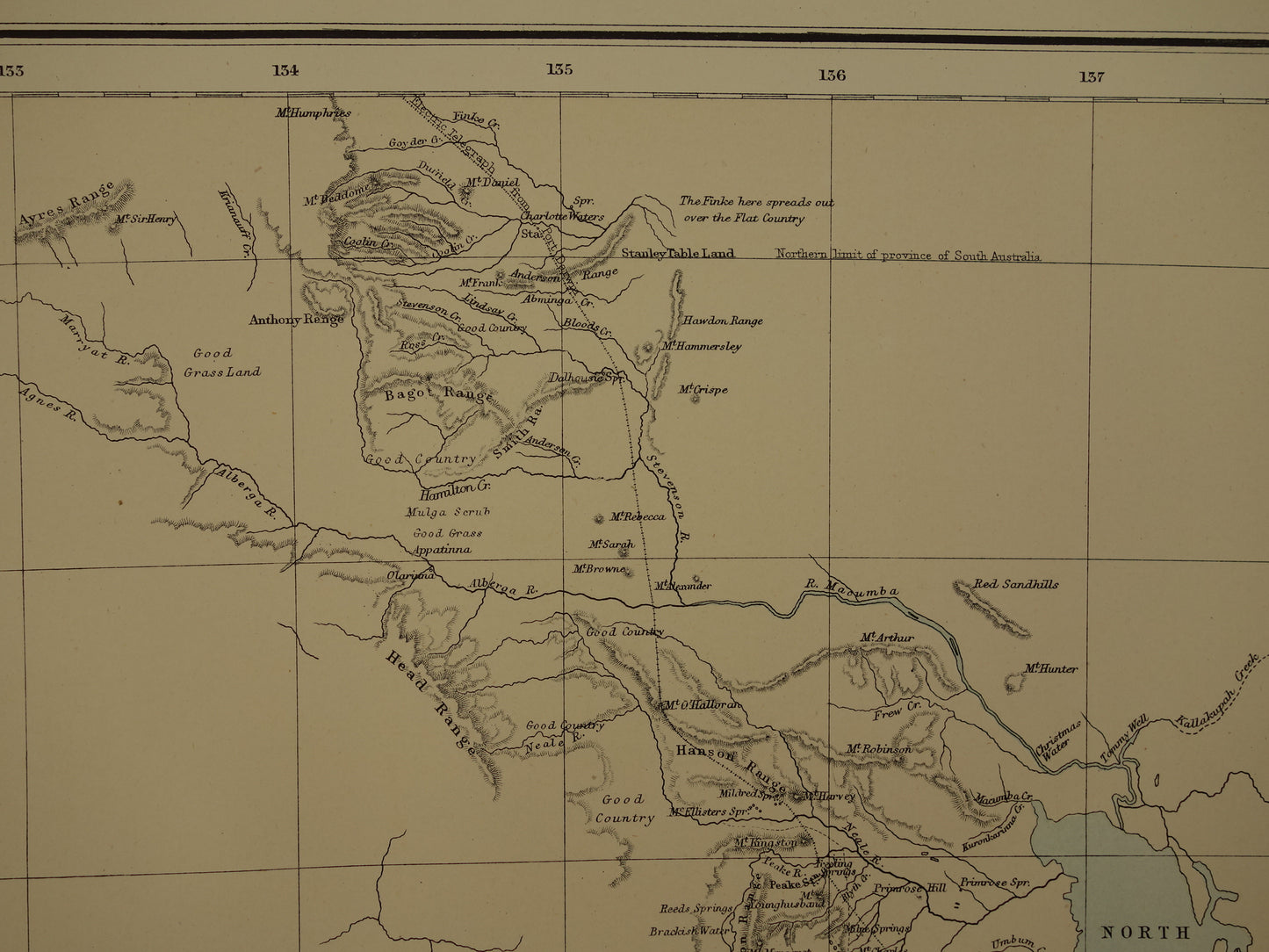 Grote kaart van AUSTRALIË oude kaart van Souh Australia met Northern Territory 1890 originele antieke Engelse landkaart Zuid-Australië