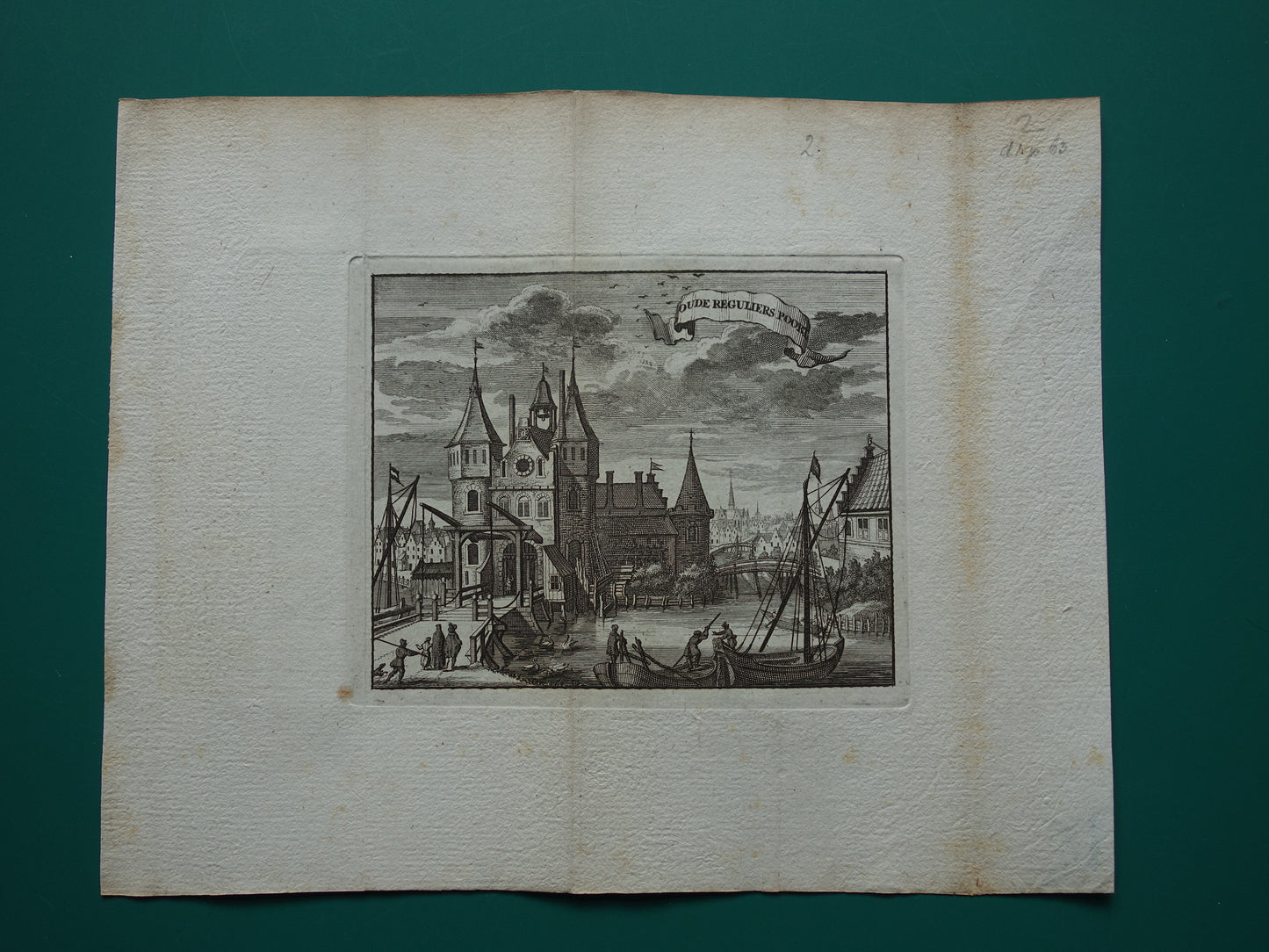 Old Regulierspoort in Amsterdam Old print 1770 Original antique engraving Old Regulierspoort