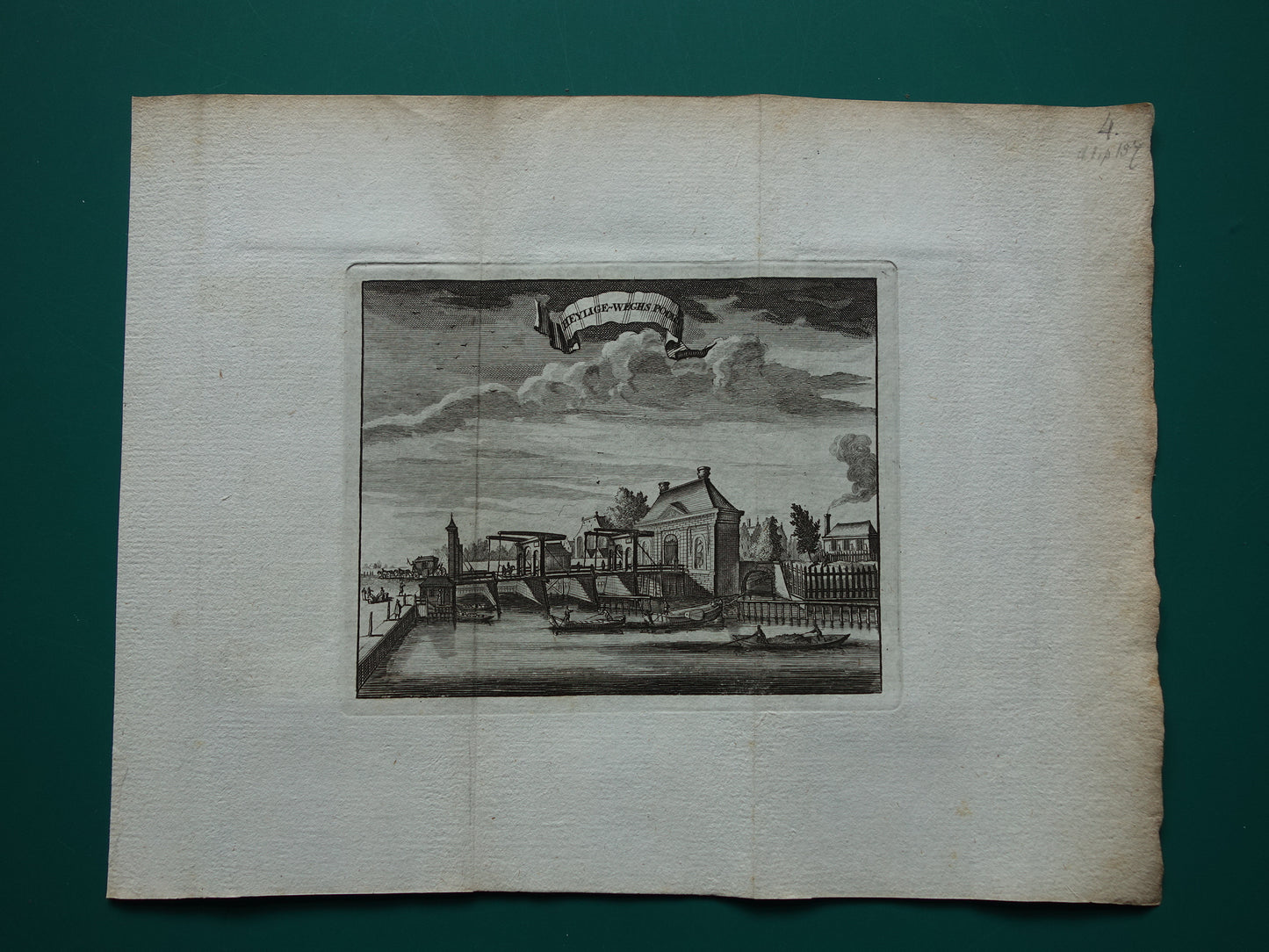 Old engraving of the city gate of Amsterdam 1770 Original antique print Heylige-Weghs Poort / Third Heiligewegspoort