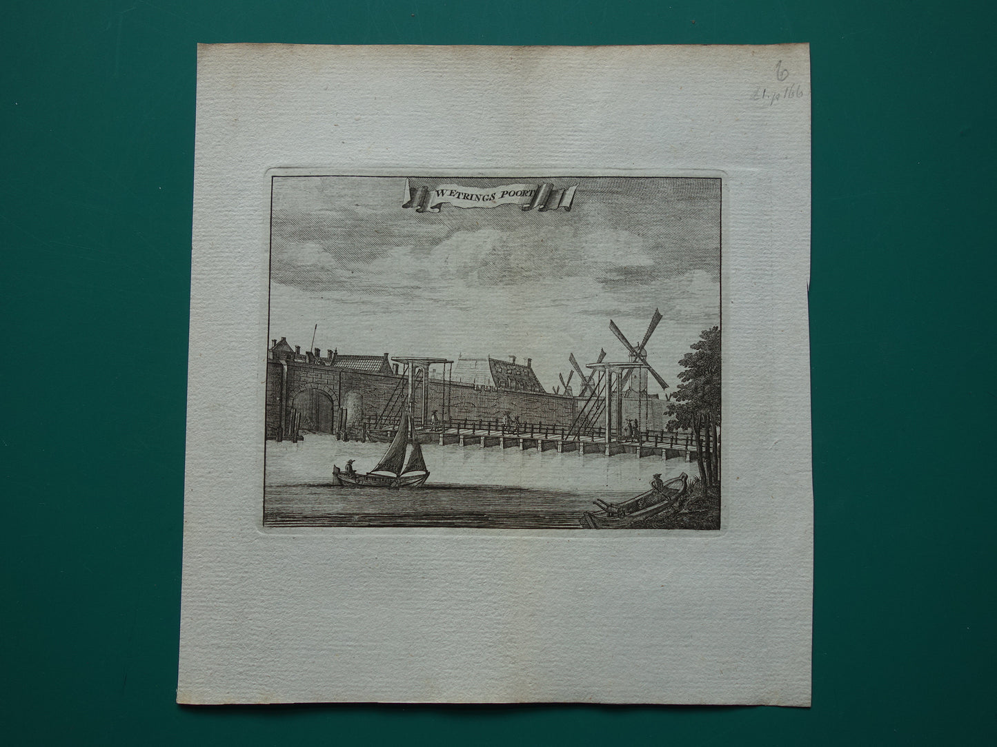 WETERINGSPOOR Amsterdam Old print 1770 Original antique engraving Wetrings Poort Weteringschans