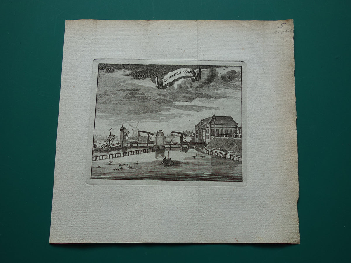 REGULIERSPOORT Amsterdam Old print 1770 Original antique engraving Reguliers Poort Boterwaag Rembrandtplein
