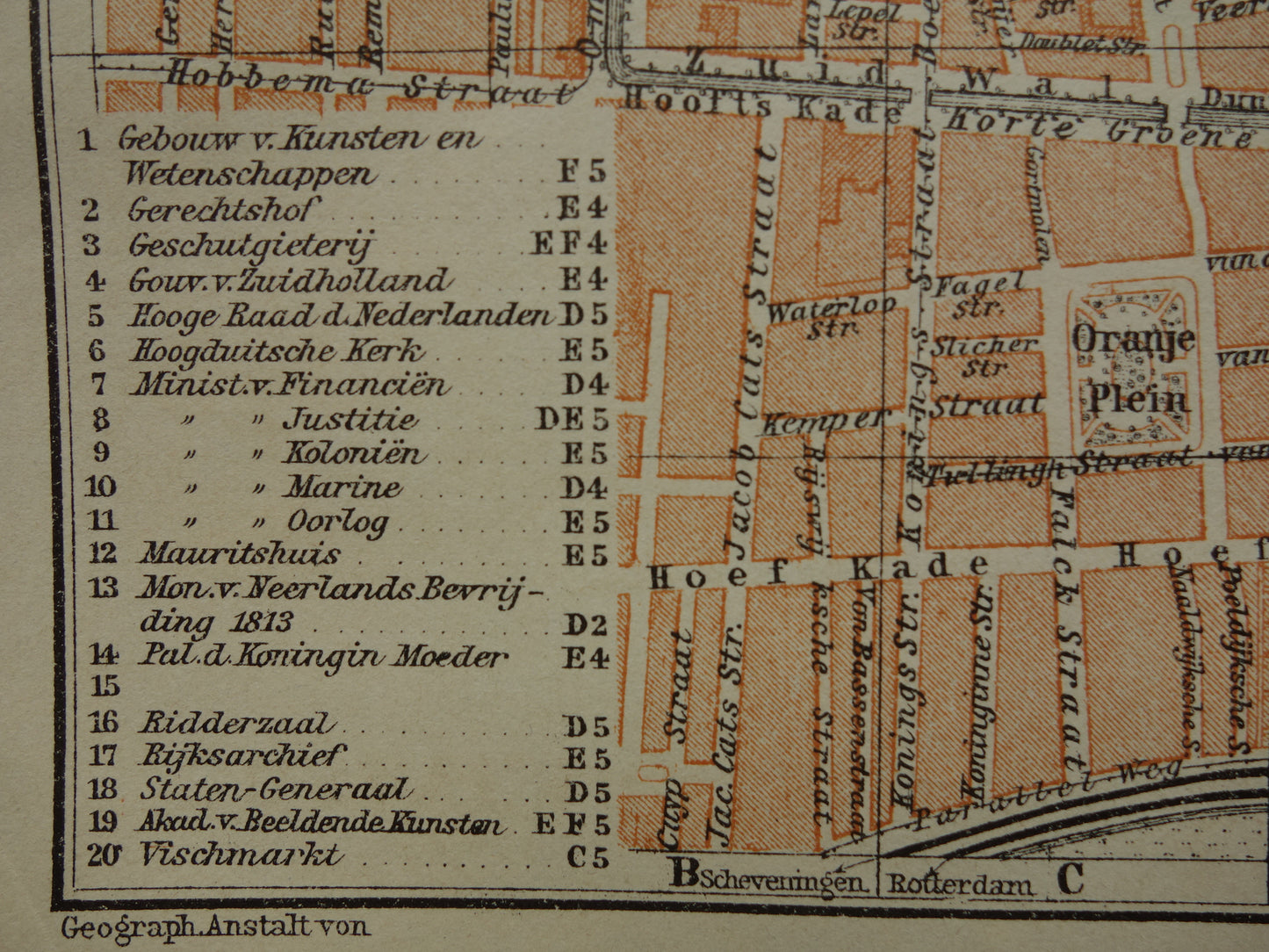 DEN HAAG oude kaart van 's Gravenhage uit 1910 kleine originele antieke plattegrond vintage landkaart