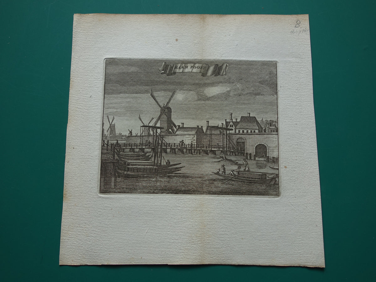 WINDOW GATE Amsterdam Old print 1770 Original antique engraving Window Gate