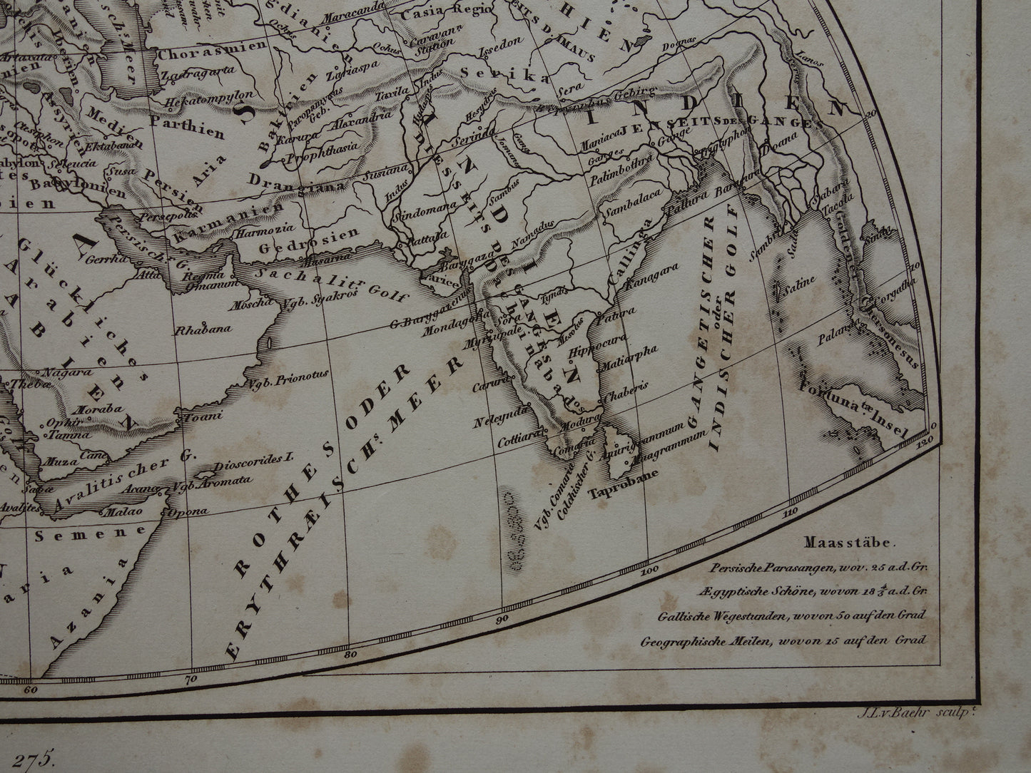 Antieke historische WERELDKAARTEN 1849 oude print met kaart van Strabo Ptolemaeus Herodotus van de wereld in de klassieke oudheid