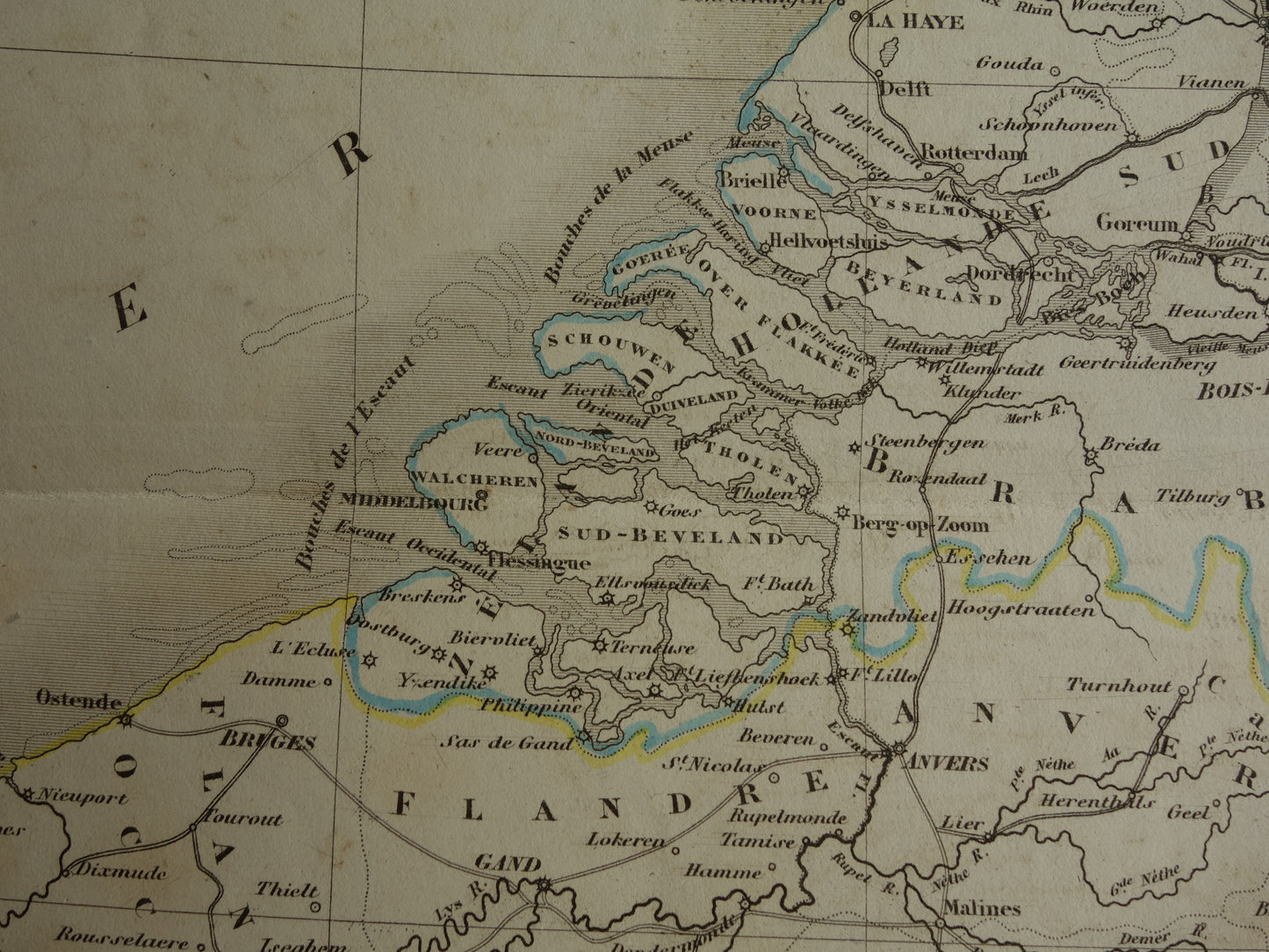 Nederland en België originele antique kaart 1847 oude landkaart met jaartal