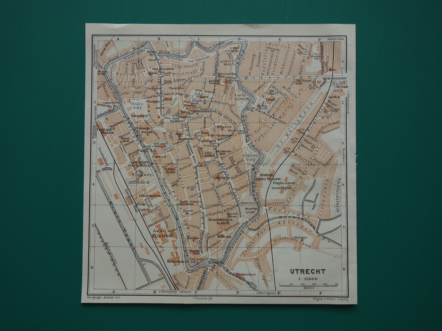 UTRECHT oude kaart van Utrecht uit 1904 kleine originele antieke plattegrond vintage landkaart
