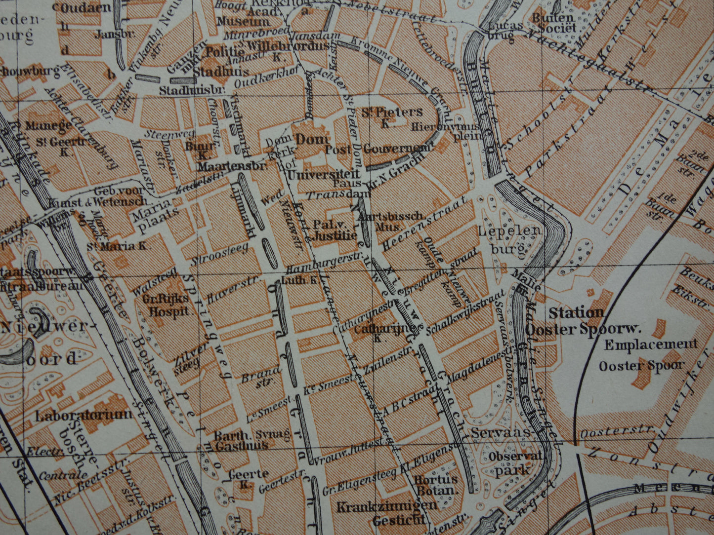 UTRECHT oude kaart van Utrecht uit 1904 kleine originele antieke plattegrond vintage landkaart