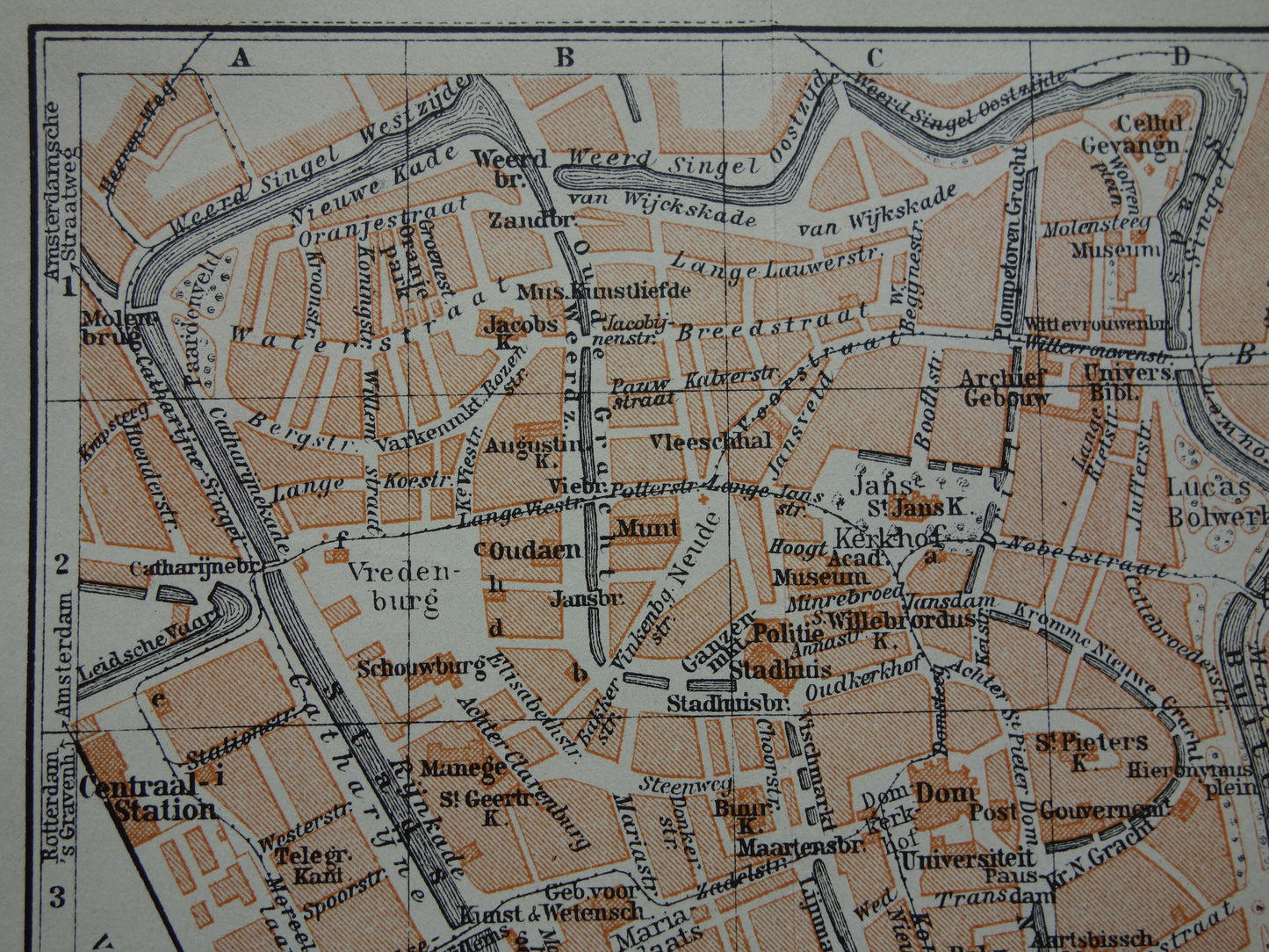 UTRECHT oude kaart van Utrecht uit 1904 kleine originele antieke plattegrond vintage landkaart