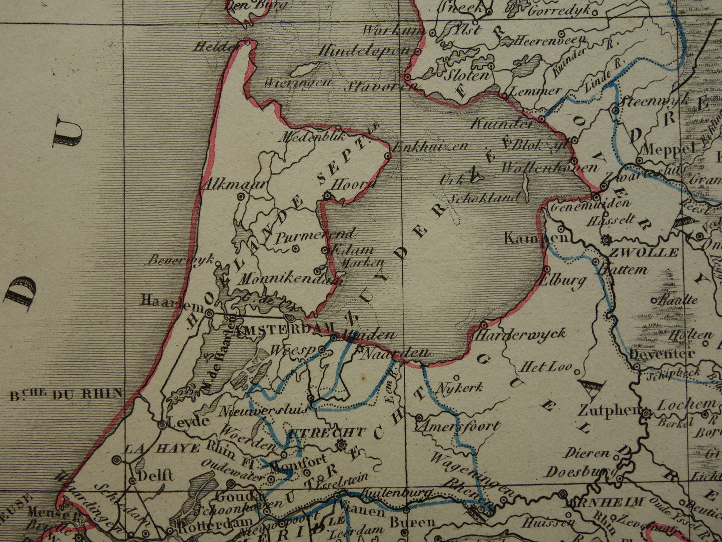 190+ jaar Oude kaart van Nederland en Belgë 1835 originele antieke Franse landkaart