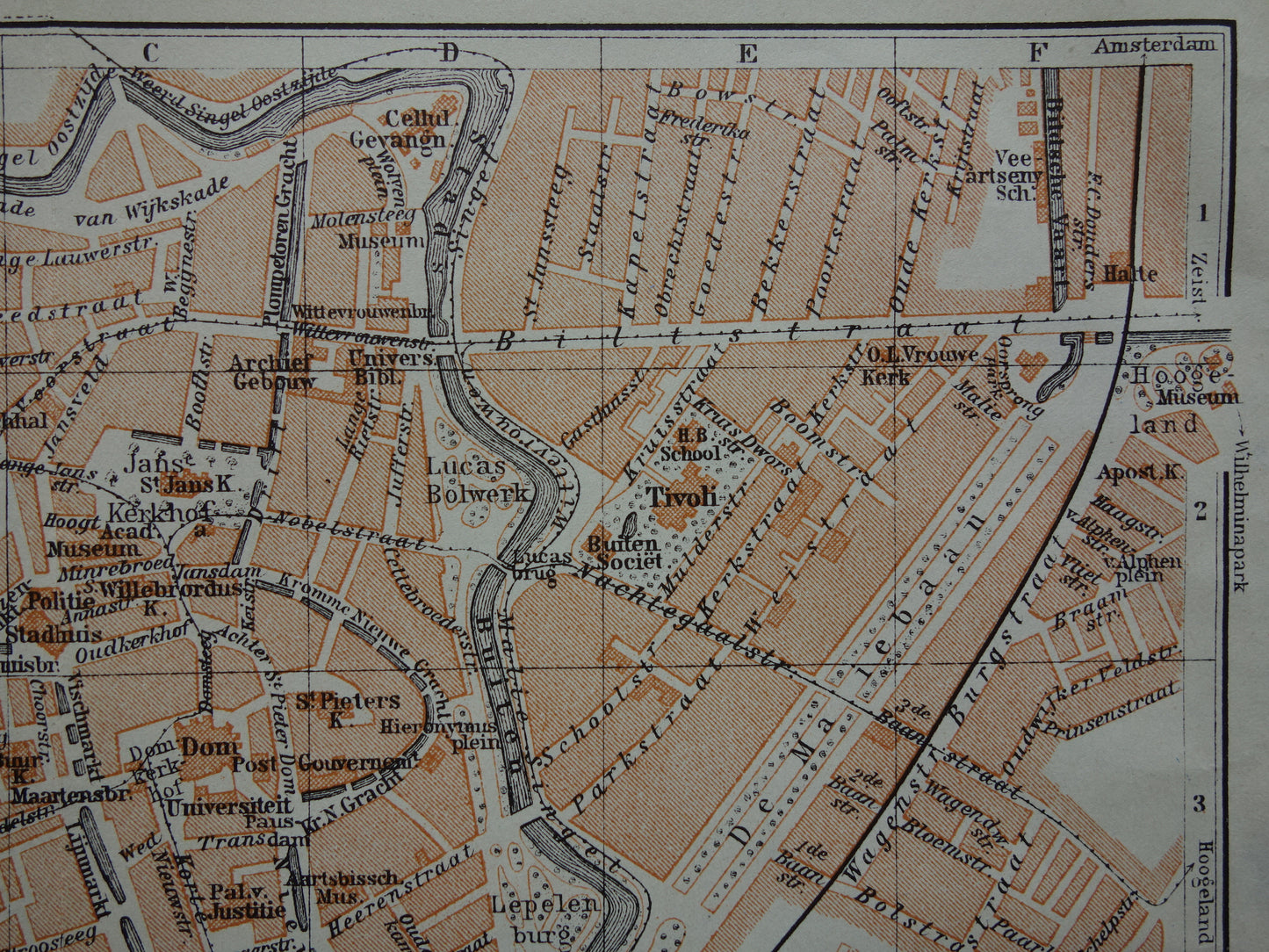 UTRECHT oude kaart van Utrecht uit 1904 kleine originele antieke plattegrond vintage landkaart