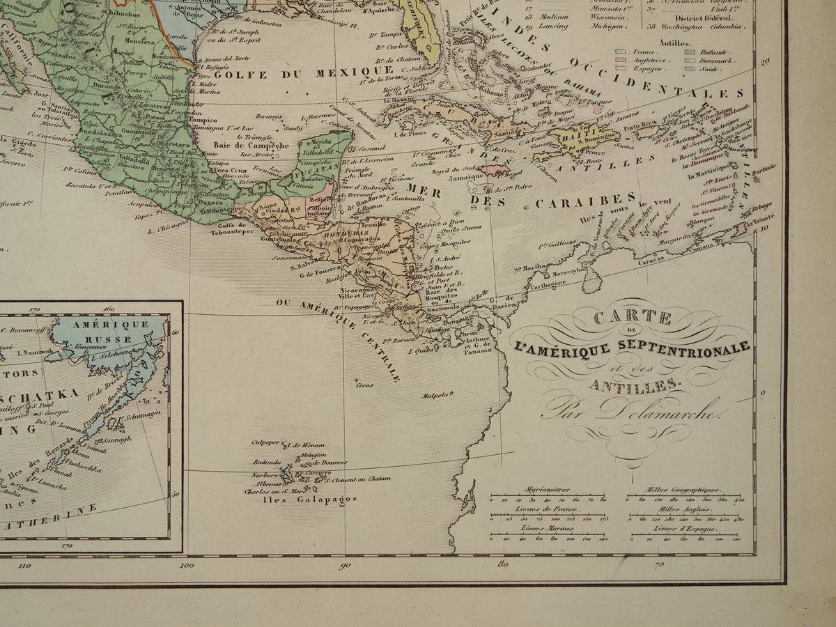 Alte Karte von Nordamerika aus dem Jahr 1859. Originale antike französische Karte.