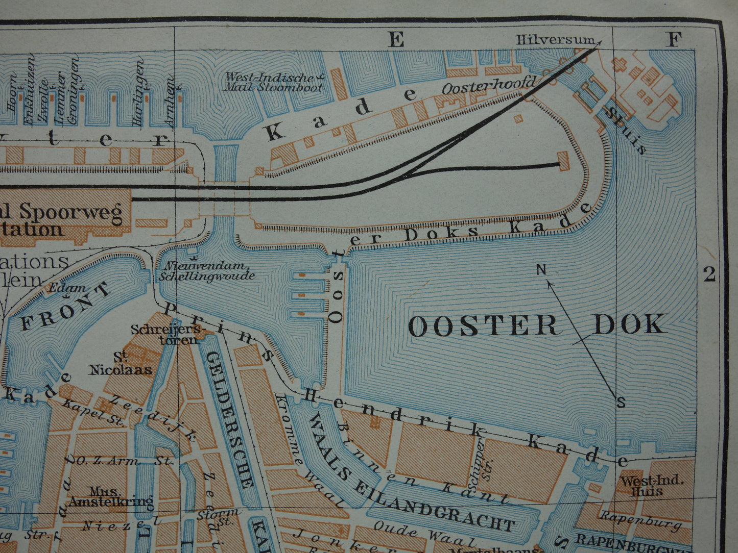AMSTERDAM oude plattegrond van Amsterdamse binnenstad uit 1910 kleine originele antieke kaart landkaart Nederland