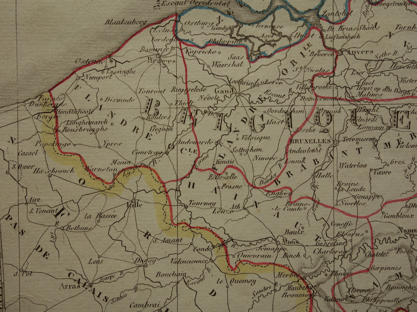 Nederland en België oude landkaart 1832 antieke kaart met jaartal