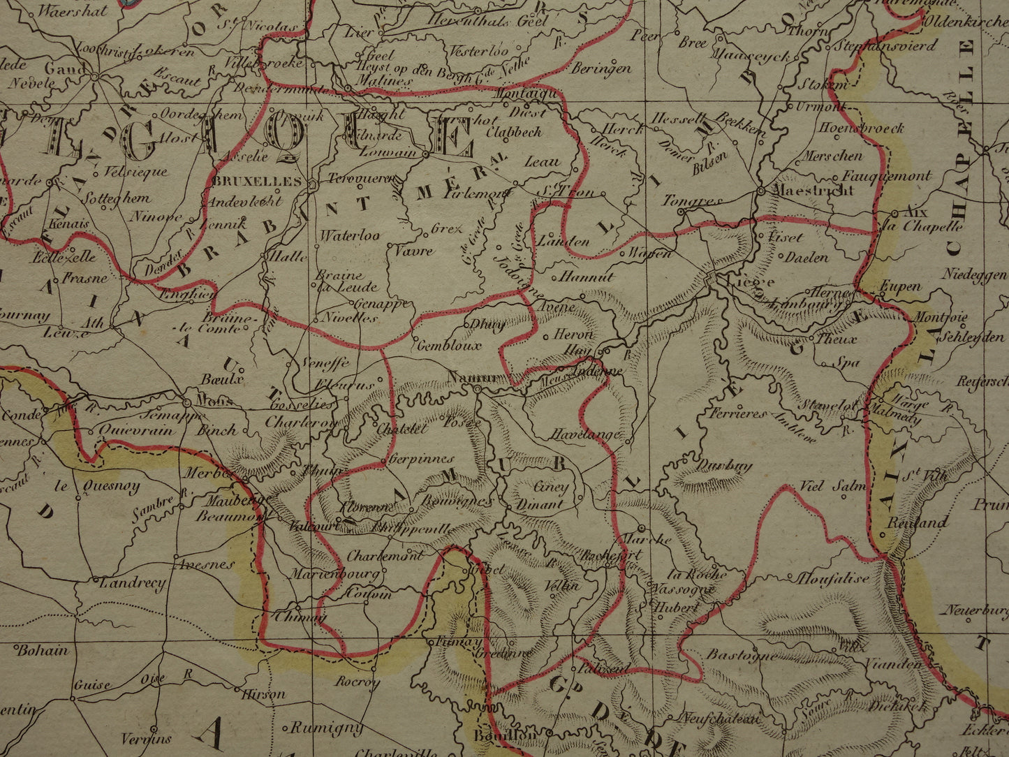 Nederland en België oude landkaart 1832 antieke kaart met jaartal