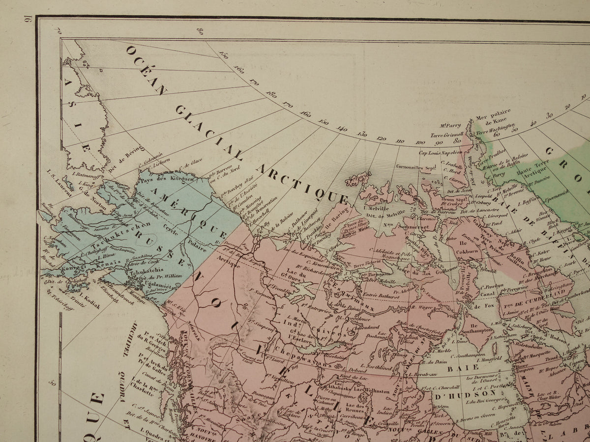 Alte Karte von Nordamerika aus dem Jahr 1859. Originale antike französische Karte.