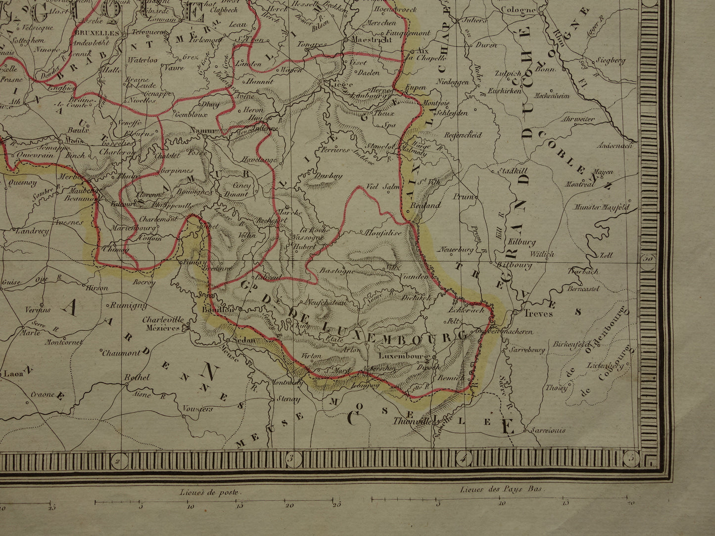 Nederland en België oude landkaart 1832 antieke kaart met jaartal
