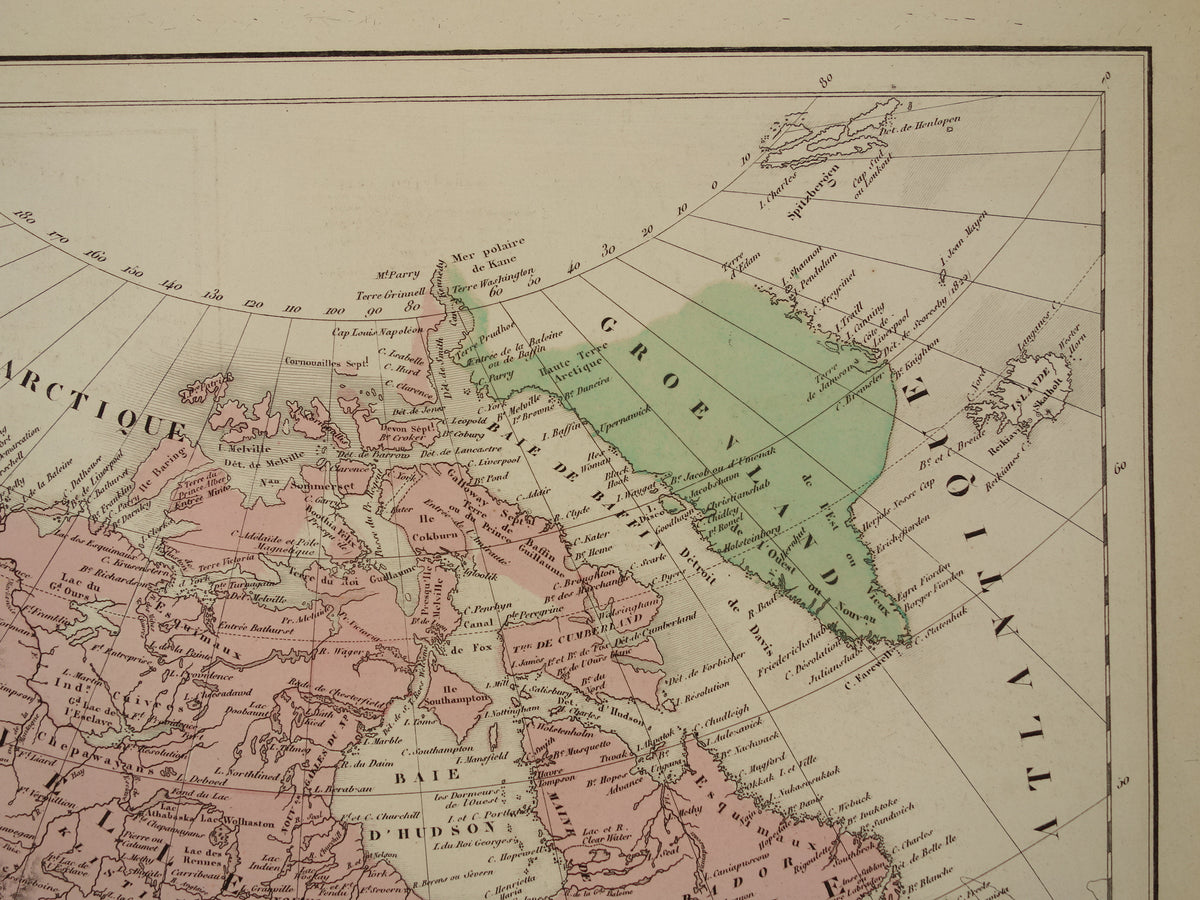 Alte Karte von Nordamerika aus dem Jahr 1859. Originale antike französische Karte.