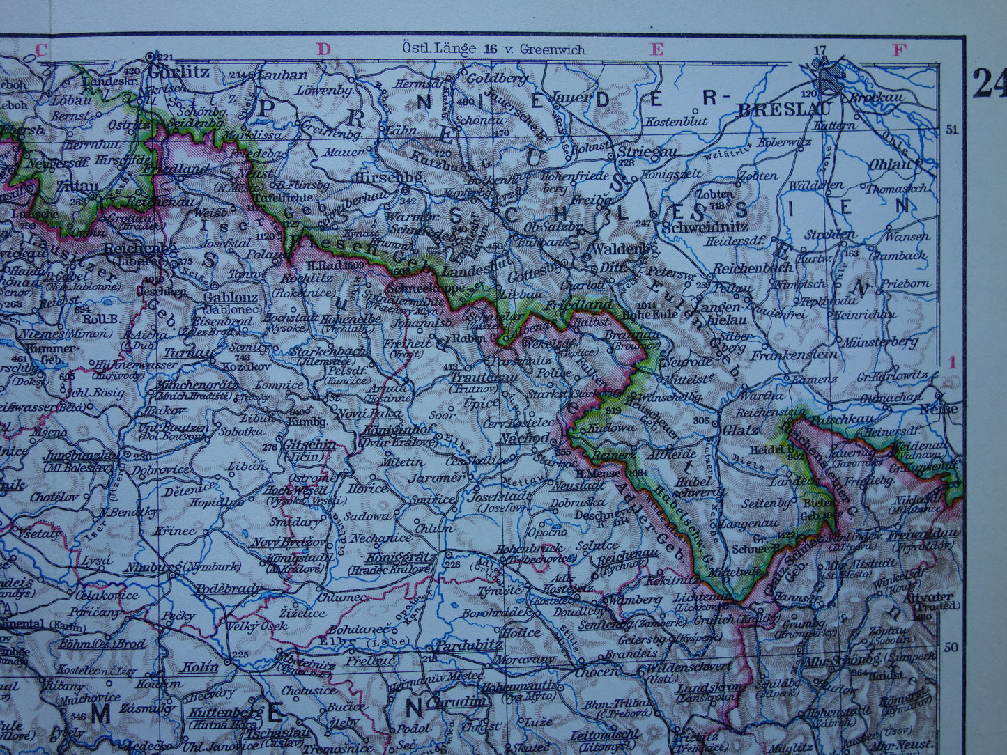 TSJECHIË oude landkaart van Tsjechië originele vintage van Bohemen en Moravië in 1928