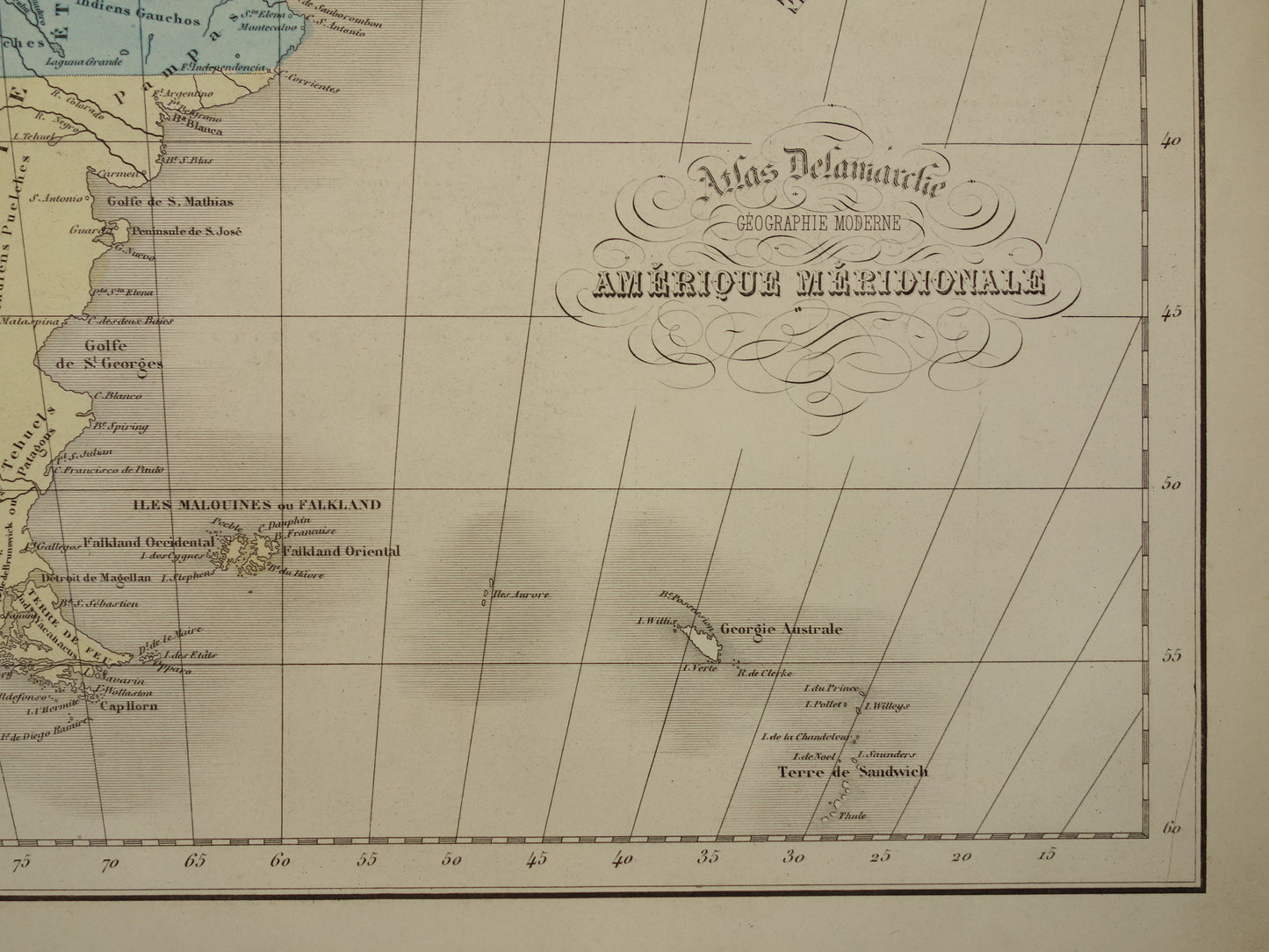 Oude kaart van Zuid-Amerika uit 1859 Originele antieke Franse landkaart