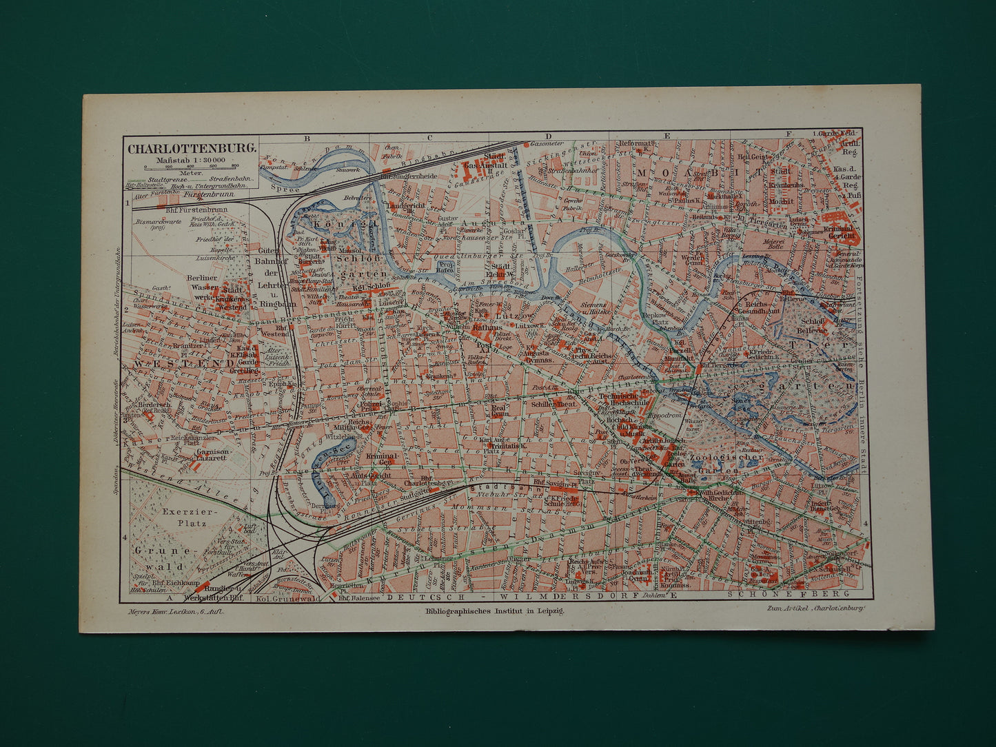 CHARLOTTENBURG old map of Berlin-Charlottenburg from 1907 Small original German antique map