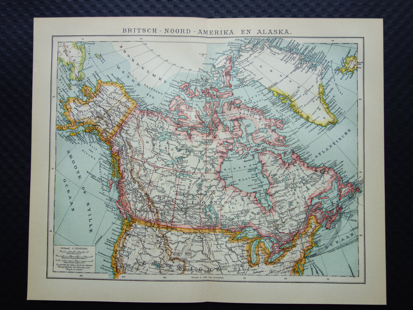 Vintage map of Canada Greenland and Alaska original antique Dutch map - old maps