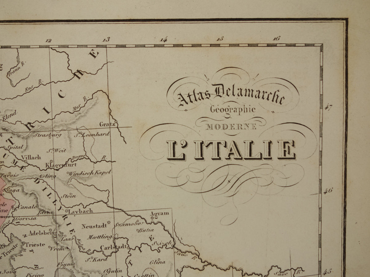 Alte Karte von Italien aus dem Jahr 1859. Originale antike französische Karte von Italien.